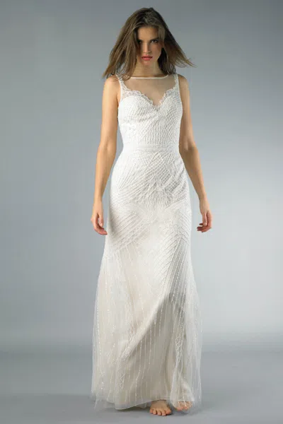 Basix Black Label Sleeveless Sequin Evening Gown In White