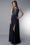 Basix Black Label Sleeveless Sequin Gown In Blue