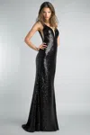 Basix Black Label Sleeveless Sequin Mermaid Gown In Black