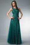 Basix Black Label Sleeveless Sequin Sheer Evening Dress In Green