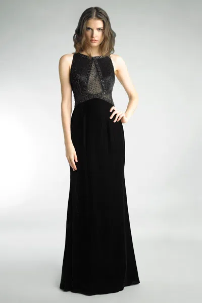 Basix Black Label Sleeveless Sequined Evening Dress
