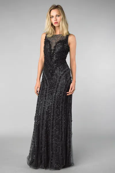 Basix Black Label Sleeveless Sequined Evening Dress In Black