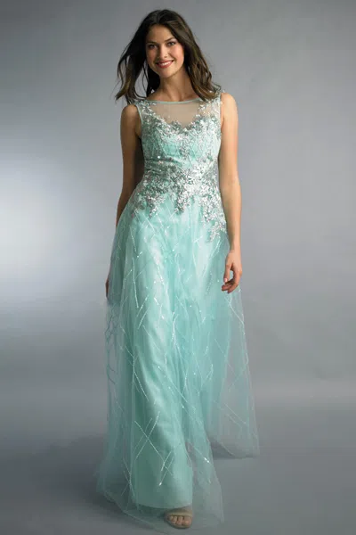 Basix Black Label Sleeveless Sequined Evening Dress In Blue