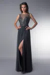 Basix Black Label Sleeveless Sequined Short Sleeve Gown