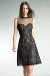 Basix Black Label Sleeveless Sheer Top Cocktail Dress In Black