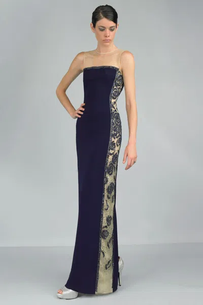 Basix Black Label Sleeveless Stretch Evening Dress In Blue