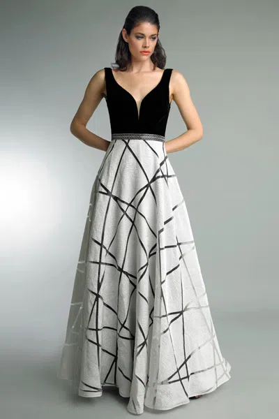 Basix Black Label Sleeveless Velvet Top Gown In Black