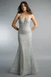Basix Black Label Spaghetti Strap Evening Gown
