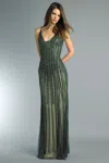 Basix Black Label Spaghetti Strap Gown In Green