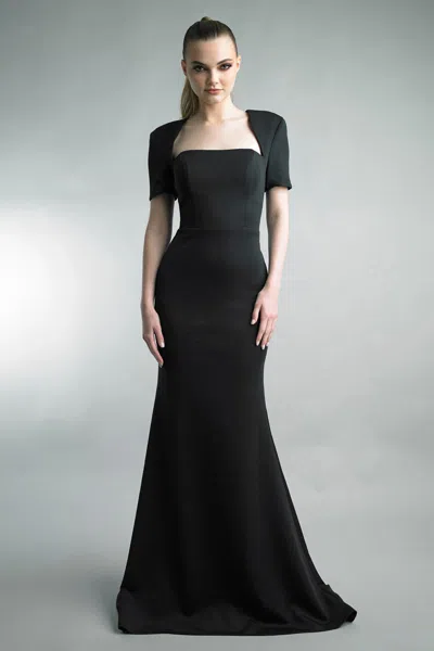 Basix Black Label Square Neck Mermaid Evening Gown In Black