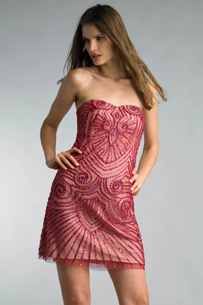 Basix Black Label Strapless Beaded Cocktail Dress In Pink