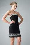 Basix Black Label Strapless Cocktail Dress With Sequined Hem And Bust