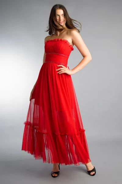 Basix Black Label Strapless Evening Dress In Red
