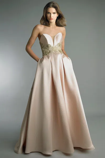 Basix Black Label Strapless Evening Dress With Pockets In Pink