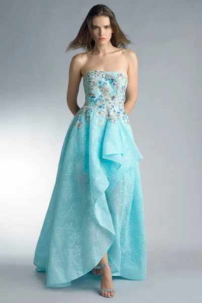 Basix Black Label Strapless Evening Gown In Multi