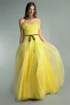 Basix Black Label Strapless Evening Gown In Yellow