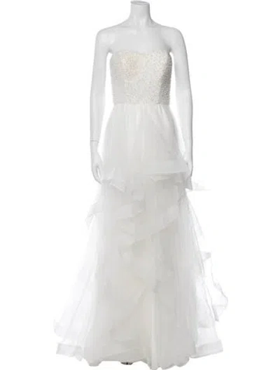Pre-owned Basix Black Label Strapless Long Dress In White