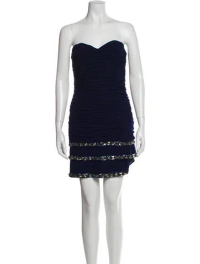 Pre-owned Basix Black Label Strapless Mini Dress In Blue