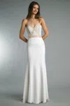 Basix Black Label Strapless Pear Embellished Evening Gown In White