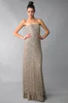 Basix Black Label Strapless Sequined Evening Gown In Gold