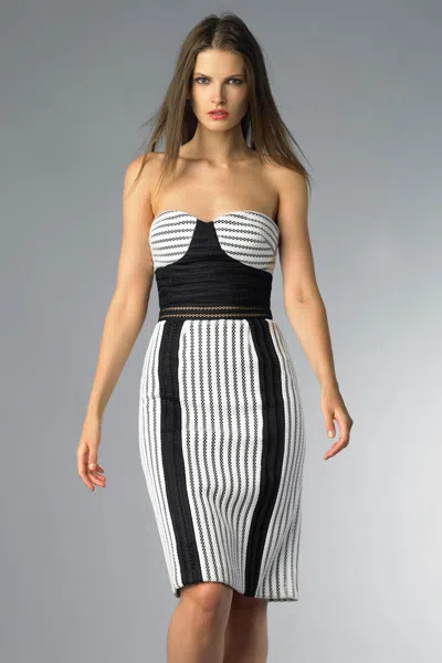 Basix Black Label Strapless Striped Dress In Black