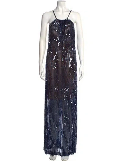 Pre-owned Basix Black Label Striped Long Dress In Blue