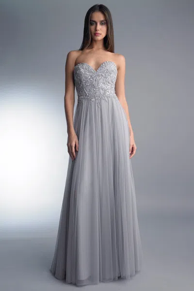 Basix Black Label Sweetheart Neckline Gown In Gray