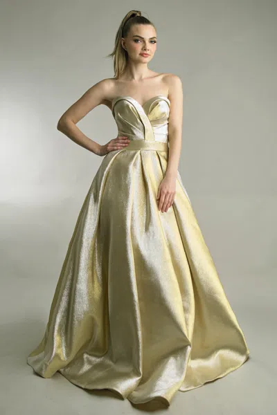 Basix Black Label Sweetheart Neckline Sleeveless Ballgown In Gold
