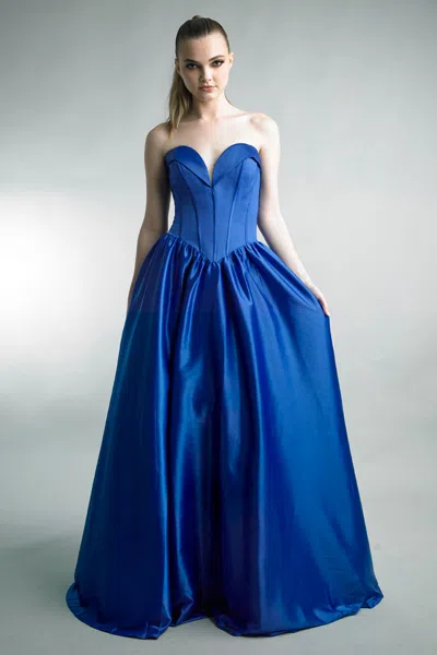 Basix Black Label Sweetheart Satin Ballgown In Sapphire In Blue
