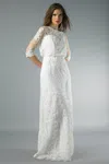 Basix Black Label Three Quarter Sleeve Dress With Lace Motif