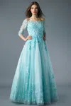 Basix Black Label Three Quarter Sleeve Formal Gown