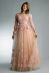 Basix Black Label Three Quarter Sleeve Formal Gown