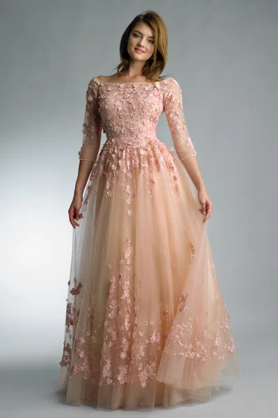 Basix Black Label Three Quarter Sleeve Formal Gown
