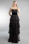 Basix Black Label Tiered Evening Gown In Black