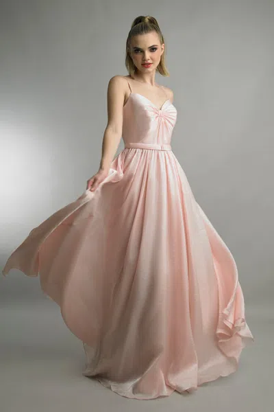 Basix Black Label Twisted Sweetheart Chiffon Ballgown In Pink