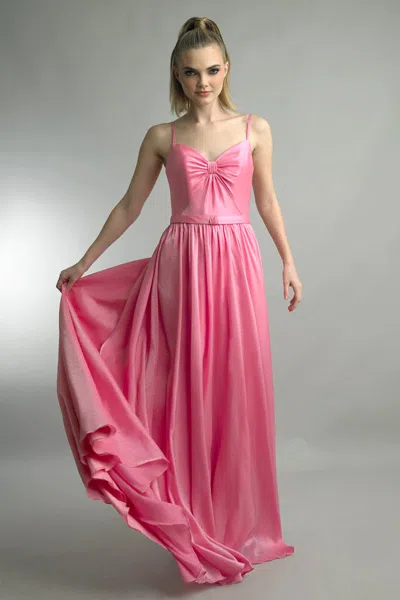 Basix Black Label Twisted Sweetheart Chiffon Ballgown In Pink