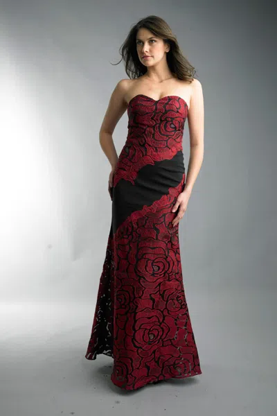 Basix Black Label Two Tone Evening Gown In Red