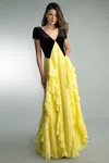 Basix Black Label Two Tone Please V Neck Gown