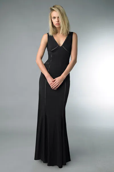 Basix Black Label V Neck Evening Gown