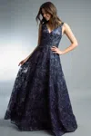 Basix Black Label V Neck Evening Gown