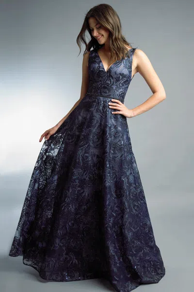 Basix Black Label V Neck Evening Gown