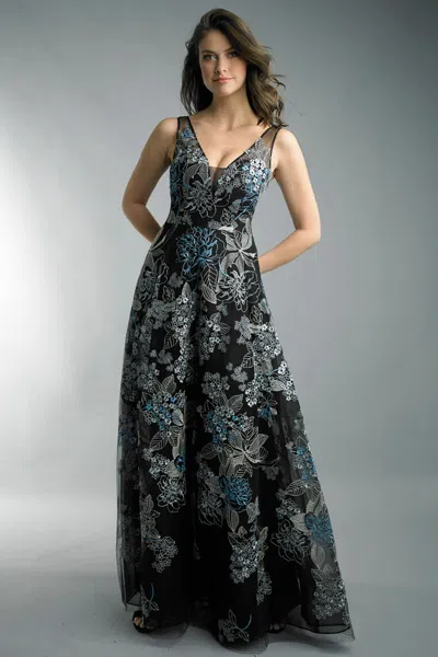 Basix Black Label V Neck Evening Gown