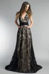 Basix Black Label V Neck Evening Gown