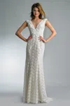 Basix Black Label V Neck Gown In White