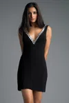 Basix Black Label V Neck Matte Jersey Cocktail Dress In Black