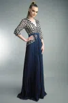 Basix Black Label V Neck Pleated Evening Gown