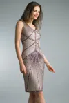 Basix Black Label V Neck Sequined Cocktail Dress