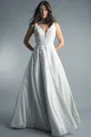 Basix Black Label V Neck Sleeeveless Evening Dress
