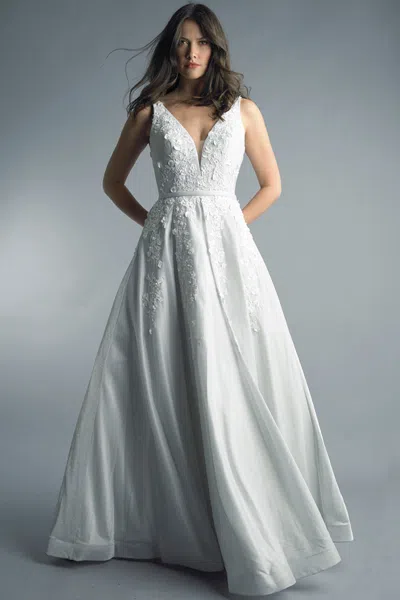 Basix Black Label V Neck Sleeeveless Evening Dress
