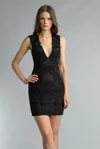 Basix Black Label V Neck Sleeveless Cocktail Dress